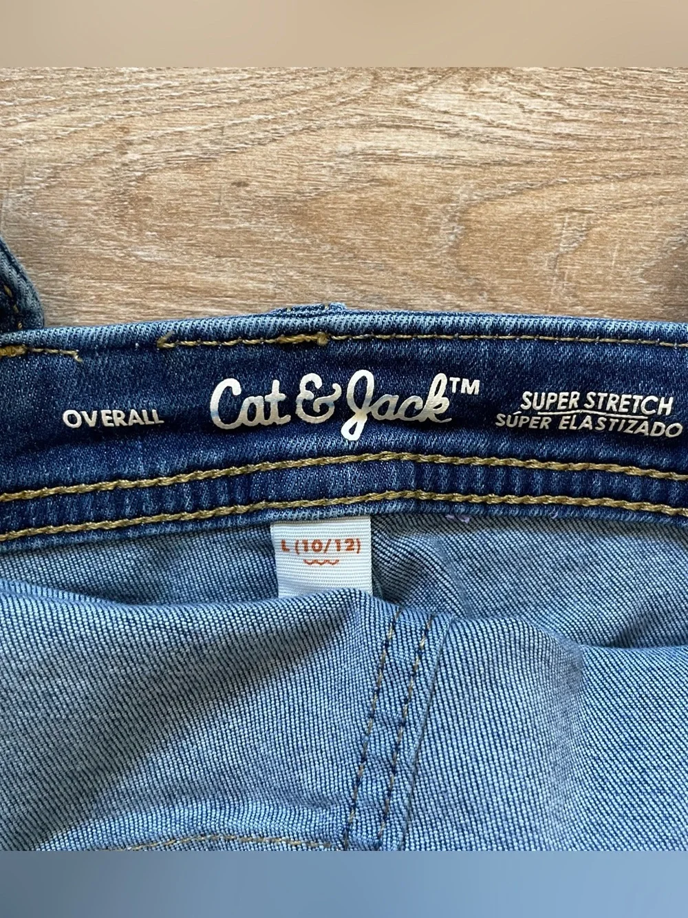 Cat & Jack Girls 10/12 Denim Skinny Overalls Super Stretch Back to School